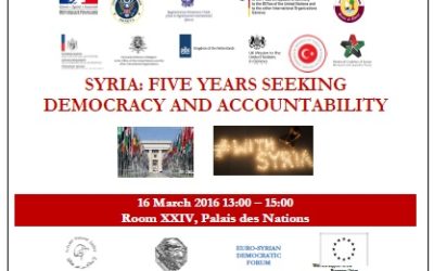 Consiglio dei Diritti Umani delle Nazioni Unite (UNHRC): NPSG organizza l’evento “Siria: Cinque anni cercando democrazia ed Accountability”